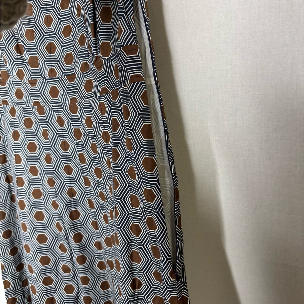 Tory Burch Women Babydoll Sleeveless Sheath Dress 10 Geometric Ruffle Rockabilly - Picture 9 of 10